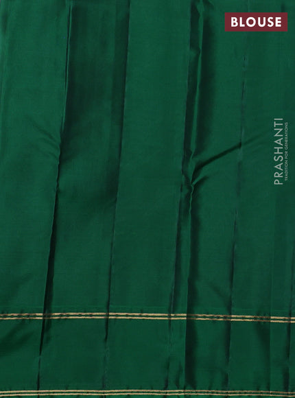 Kanchipuram silk saree grey and green with allover zari weaves and rettapet zari woven border