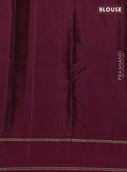 Kanchipuram silk saree green and maroon with allover zari weaves and rettapet zari woven border