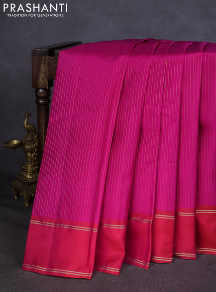 Kanchipuram silk saree pink and dual shade of pink with allover zari weaves and rettapet zari woven border