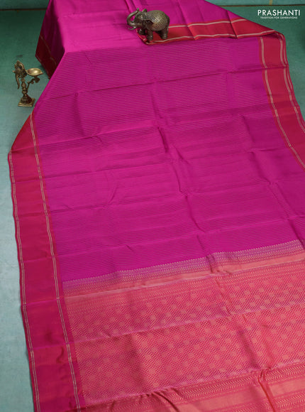 Kanchipuram silk saree pink and dual shade of pink with allover zari weaves and rettapet zari woven border