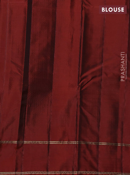 Kanchipuram silk saree brown and rust with allover zari weaves and rettapet zari woven border