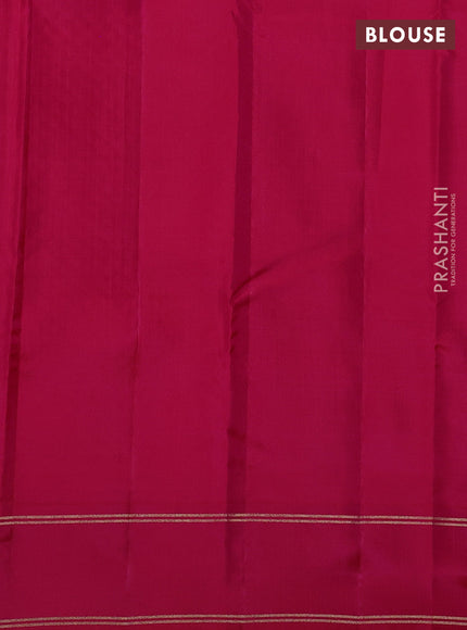 Kanchipuram silk saree dual shade of pinkish orange and pink with allover zari weaves and rettapet zari woven border
