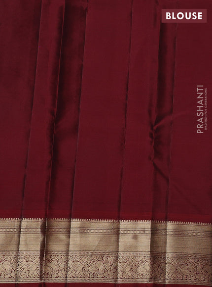 Kanchipuram silk saree blue and maroon with zari woven buttas and zari woven border