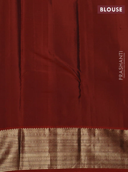 Kanchipuram silk saree brown and orange with zari woven buttas and zari woven border