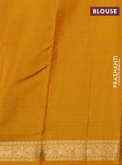 Pure Soft silk saree mustard yellow with allover zari checked pattern and annam zari woven border