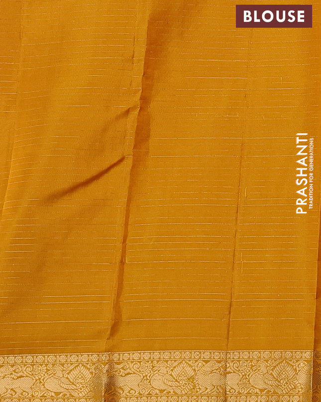 Pure Soft silk saree mustard yellow with allover zari checked pattern and annam zari woven border