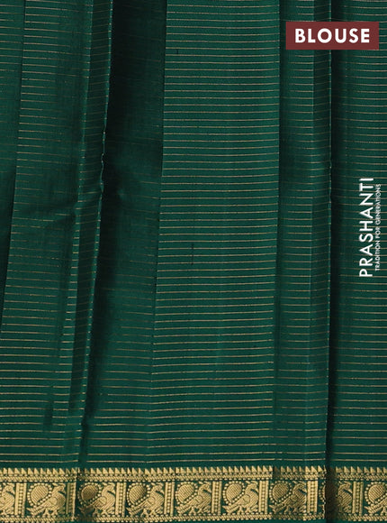 Pure Soft silk saree green with allover zari checked pattern and annam zari woven border