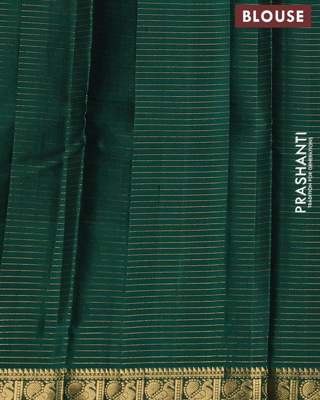 Pure Soft silk saree green with allover zari checked pattern and annam zari woven border