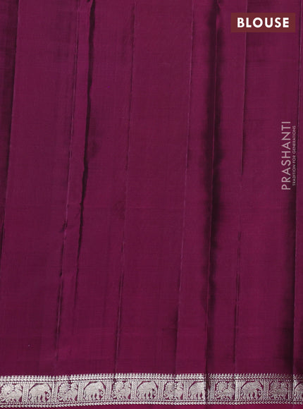 Pure Soft silk saree magenta pink with allover silver zari stripes pattern and silver zari woven border