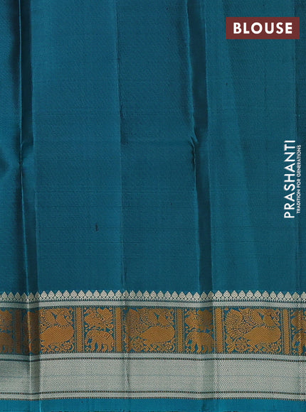 Pure Soft silk saree chikku shade and teal green with thread woven buttas and thread woven border