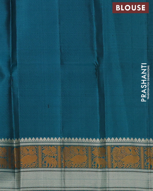 Pure Soft silk saree chikku shade and teal green with thread woven buttas and thread woven border