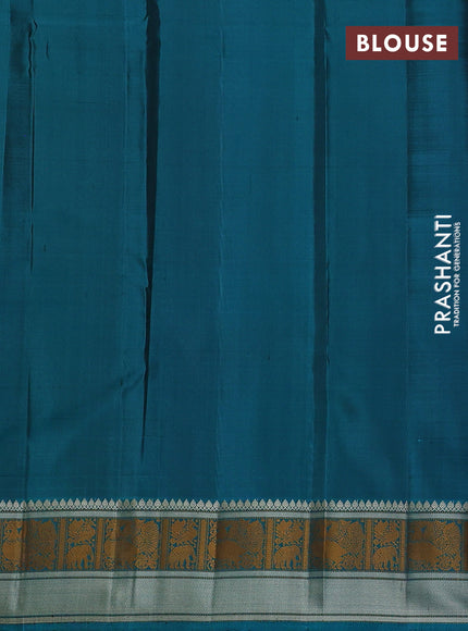 Pure Soft silk saree jamun shade and teal green with thread woven buttas and thread woven border