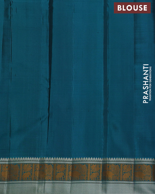 Pure Soft silk saree jamun shade and teal green with thread woven buttas and thread woven border