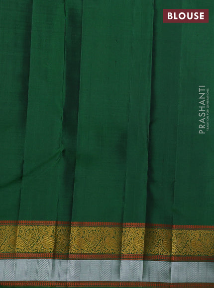 Pure Soft silk saree deep purple and green with thread woven buttas and thread woven border