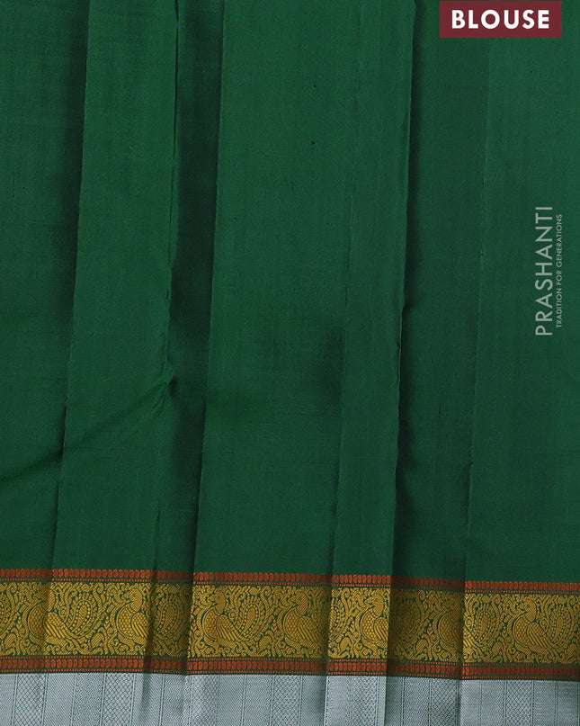 Pure Soft silk saree deep purple and green with thread woven buttas and thread woven border