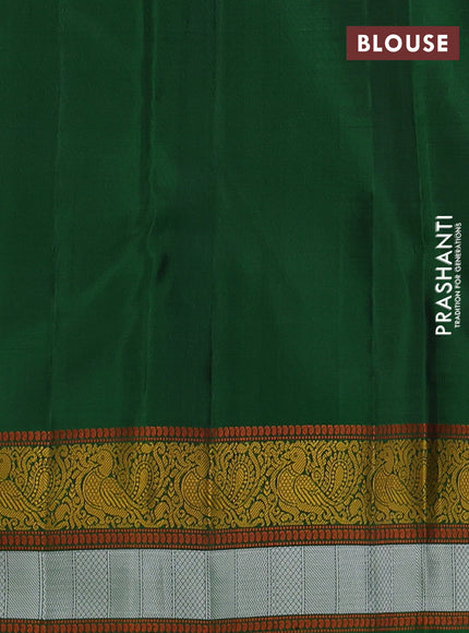 Pure Soft silk saree deep purple and green with thread woven buttas and thread woven border