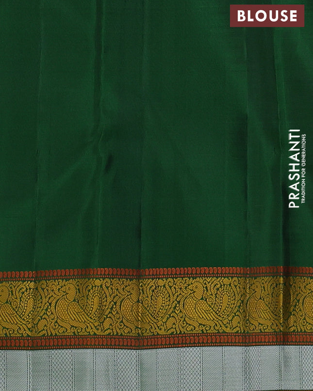 Pure Soft silk saree deep purple and green with thread woven buttas and thread woven border