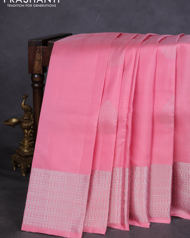 Pure Soft silk saree 13390 with silver zari woven buttas and silver zari woven border