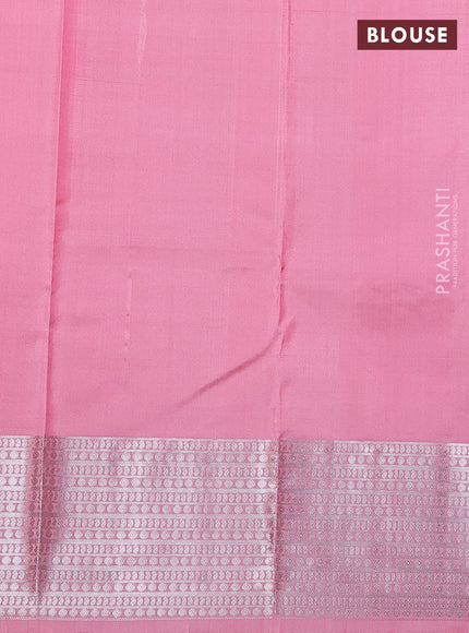 Pure Soft silk saree Pink with silver zari woven buttas and silver zari woven border