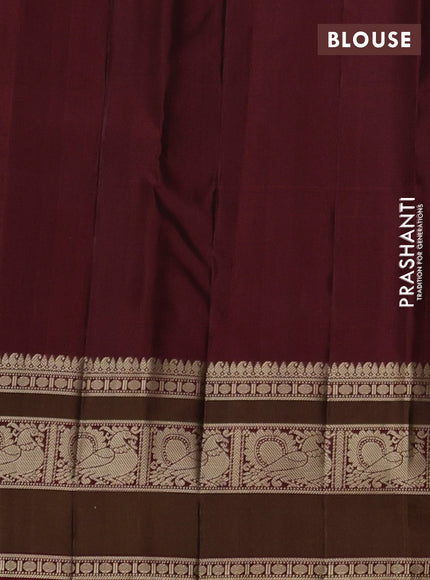 Pure Soft silk saree green and maroon with thread woven buttas and thread woven border