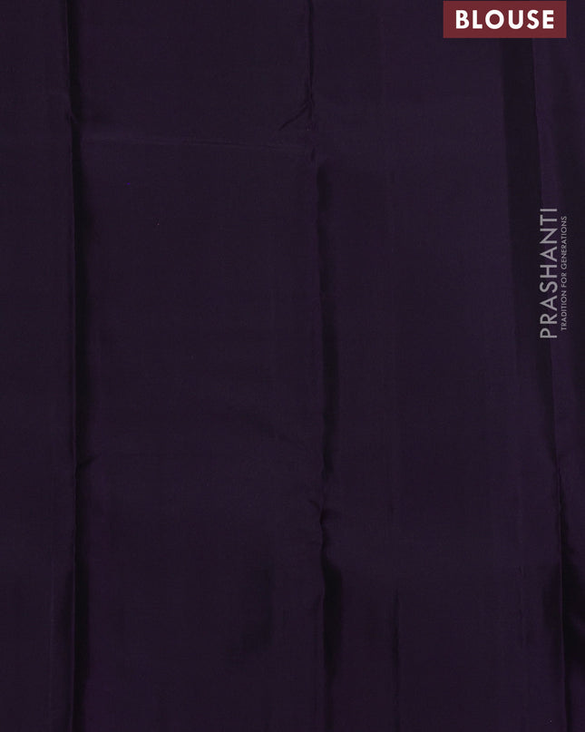 Pure Soft silk saree deep violet with silver zari woven buttas and rich zari woven border