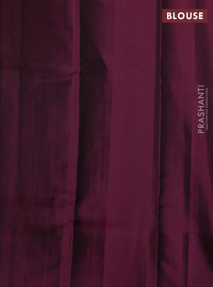 Pure Soft silk saree dark magenta with silver zari woven buttas and rich zari woven border