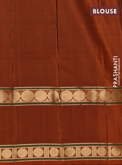 Pure Soft silk saree blue and orange with woven buttas and rettapet zari woven border