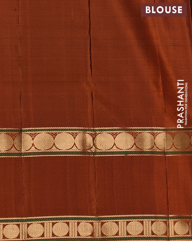 Pure Soft silk saree blue and orange with woven buttas and rettapet zari woven border