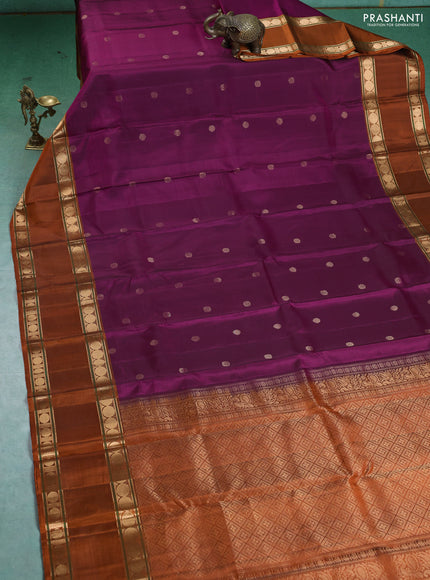 Pure Soft silk saree magenta pink and orange with woven buttas and rettapet zari woven border