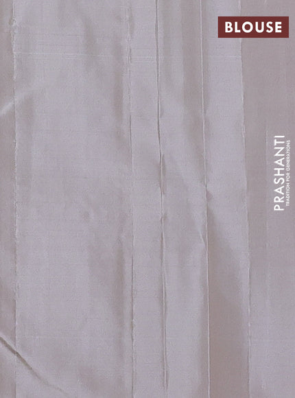 Pure Soft silk saree red and off white with allover silver zari brocade weaves and temple design border