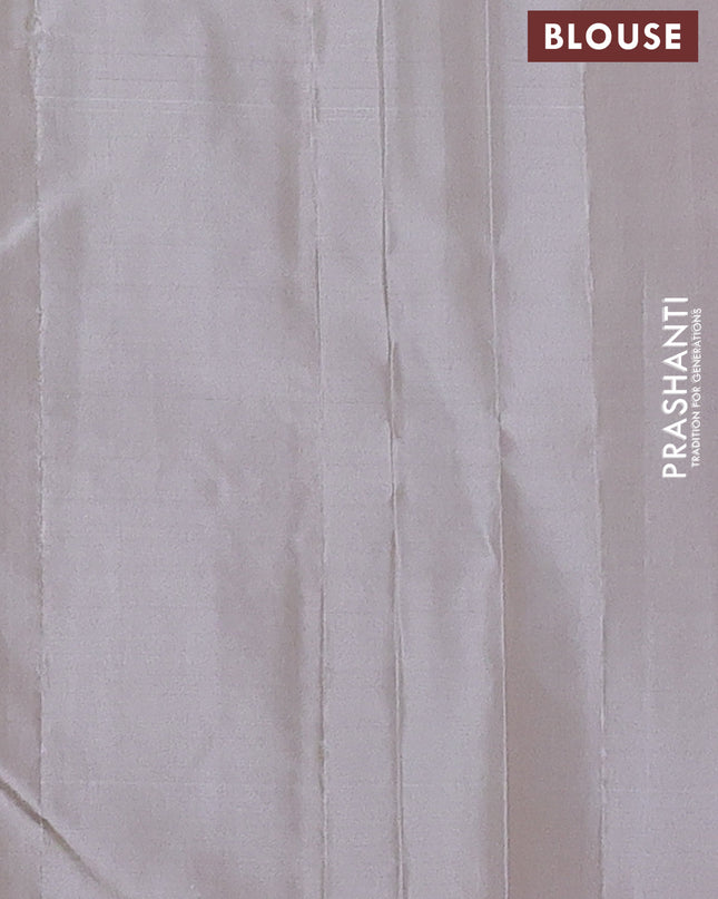 Pure Soft silk saree red and off white with allover silver zari brocade weaves and temple design border