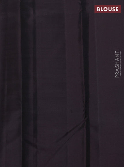 Pure Soft silk saree coffee brown with allover silver zari brocade weaves and temple design border
