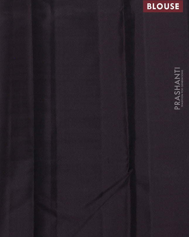 Pure Soft silk saree coffee brown with allover silver zari brocade weaves and temple design border