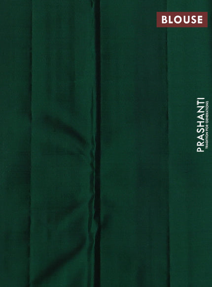 Pure Soft silk saree green with allover silver zari brocade weaves and temple design border