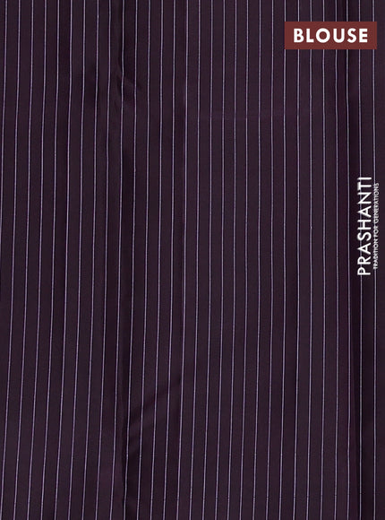Pure Soft silk saree deep jamun with allover thread woven brocade weaves and temple design border