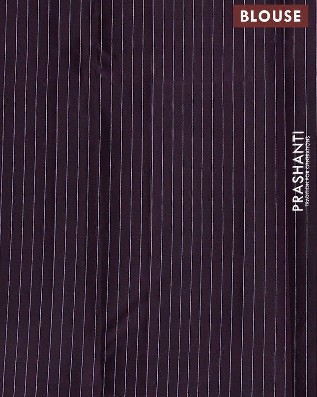 Pure Soft silk saree deep jamun with allover thread woven brocade weaves and temple design border