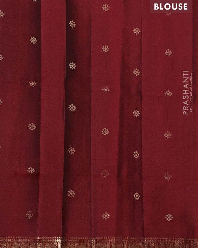 Pure Soft silk saree mustard yellow and maroon with zari woven buttas and zari woven border