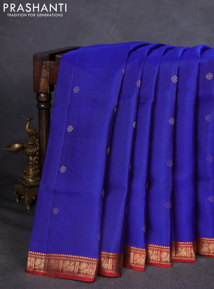 Pure Soft silk saree blue and maroon with zari woven buttas and zari woven border