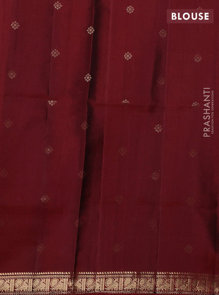 Pure Soft silk saree blue and maroon with zari woven buttas and zari woven border