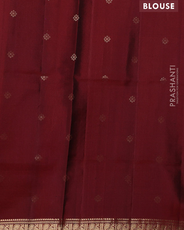 Pure Soft silk saree blue and maroon with zari woven buttas and zari woven border