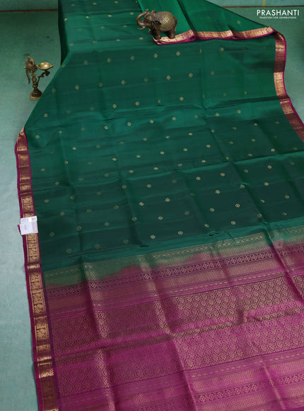 Pure Soft silk saree green and magenta pink with zari woven buttas and zari woven border