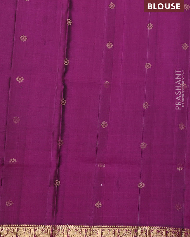 Pure Soft silk saree green and magenta pink with zari woven buttas and zari woven border