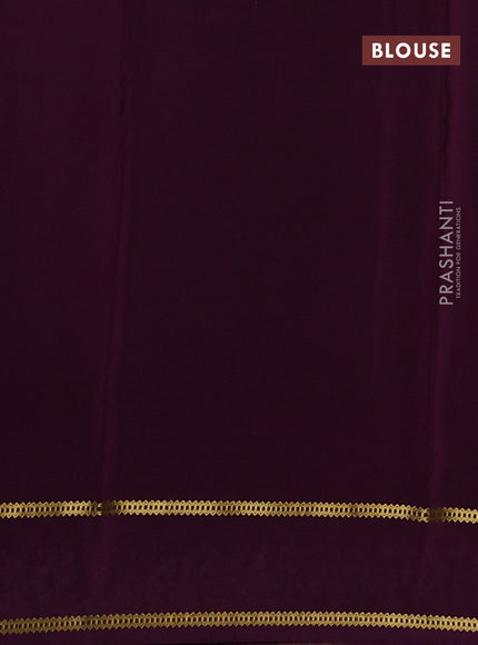 Pure mysore silk saree yellow and deep purple with plain body and embroided border
