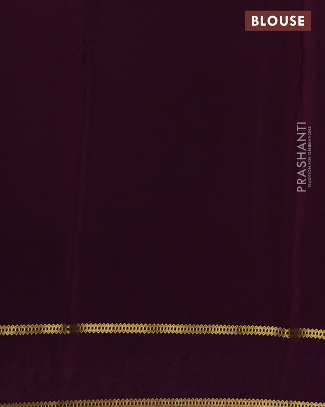 Pure mysore silk saree yellow and deep purple with plain body and embroided border