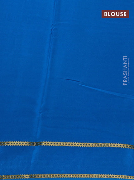 Pure mysore silk saree lime green and cs blue with plain body and embroided border
