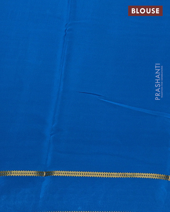 Pure mysore silk saree lime green and cs blue with plain body and embroided border