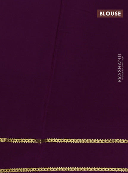 Pure mysore silk saree light pink and purple with plain body and embroided border