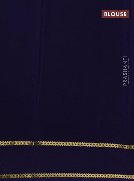 Pure mysore silk saree teal green and navy blue with plain body and embroided border