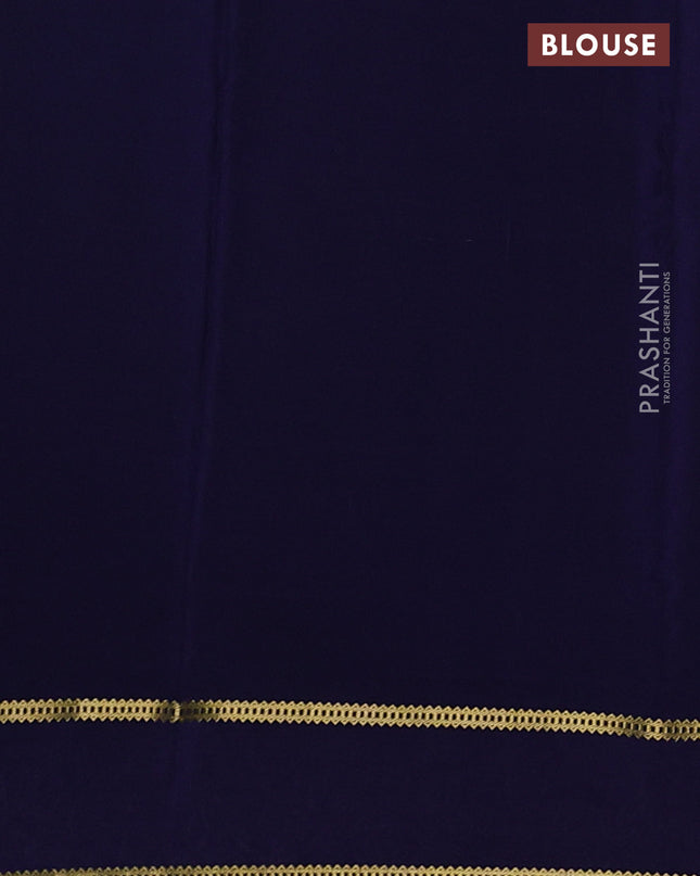 Pure mysore silk saree teal green and navy blue with plain body and embroided border
