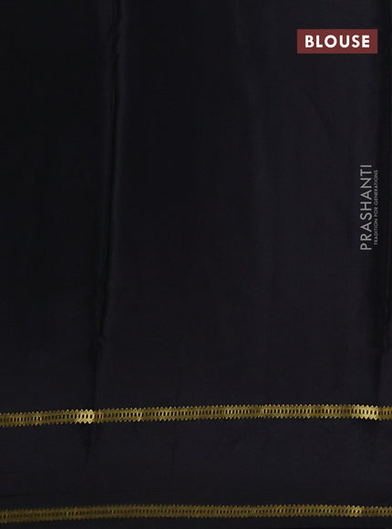 Pure mysore silk saree orange and black with plain body and embroided border